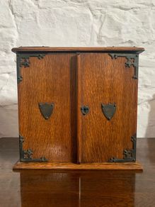 Edwardian Oak Smokers Cabinet.