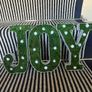 New bespoke 21.5cm high pre lit JOY sign with faux moss Image 2