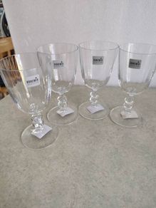Set of 4  Bohemia Bubble Stem Glasses, Made in EU Stemware, Water Wine Stem Glasses, Crystal Goblets, Original Stickers