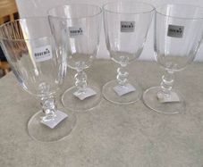 Set of 4  Bohemia Bubble Stem Glasses, Made in EU Stemware, Water Wine Stem Glasses, Crystal Goblets, Original Stickers