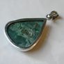 Large Modern Sterling Silver Malachite Teardrop Pendant 925 Hallmarked Birmingham 23.4g Image 2