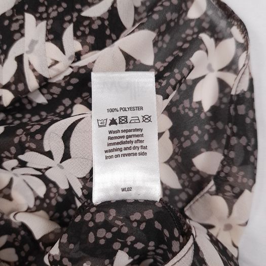 Wallis Black Cream Sheer Chiffon Floral Pintuck Pleat Blouse Top 12UK/40EU
