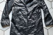 Vintage long leather jacket coat black Size 12 halloween party costume