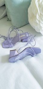 Block Heel Lace Up Lilac Sandal - Size 3