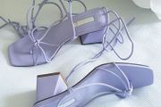Block Heel Lace Up Lilac Sandal - Size 3