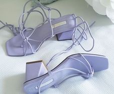 Block Heel Lace Up Lilac Sandal - Size 3