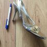 Real Leather Gold Heels with stones Size 4 Image 4