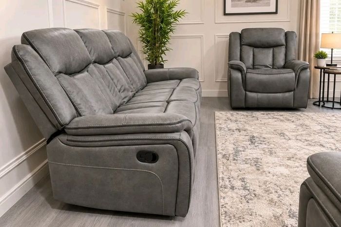 Westwood Grey & Biscuit Fabric Recliner Sofa Set