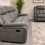 Westwood Grey & Biscuit Fabric Recliner Sofa Set Image 6