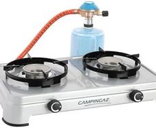 Camping Cook CV Gas Stove, 2-Burner, Camping Stove, Operation with Gas Cartridge, Portable Gas Stove with 3600 W, Cartridge Stove with 2 Infinitely Adjustable Hotplates