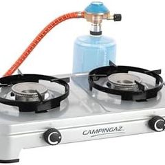 Camping Cook CV Gas Stove, 2-Burner, Camping Stove, Operation with Gas Cartridge, Portable Gas Stove with 3600 W, Cartridge Stove with 2 Infinitely Adjustable Hotplates