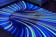 Blacklight 3D Vortex Illusion Rug, Large Neon Hole UV Reactive Visual Optical Area Rug, Non-Slip Fluorescent Luminous Game Floor Mat Carpet, Glow in The Dark Kid Playroom Decor 180x120cm