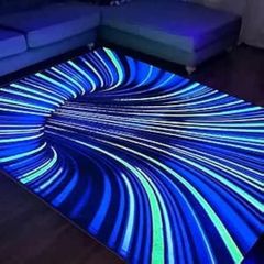 Blacklight 3D Vortex Illusion Rug, Large Neon Hole UV Reactive Visual Optical Area Rug, Non-Slip Fluorescent Luminous Game Floor Mat Carpet, Glow in The Dark Kid Playroom Decor 180x120cm