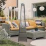 BU-KO Outdoor Patio Gas Heater | Garden, Camp, BBQ Parties | Grey Rattan Pyramid Style 13kw Propane Burner | Portable Wheels, Regulator & Hose | LPG Warm Heating Fire & Water Proof Cover Included Image 2