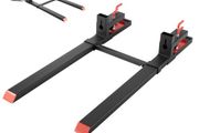 Pallet Forks, 1814 kg Clamp on Pallet Forks, 149 cm Total Length Heavy-Duty Tractor Fork with Adjustable Stabilizer Bar for Tractor Attachments, Loader Bucket, and Skid Steer, Black