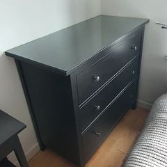 Hemnes black chest of drawers with glass top