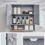 Bathroom Cabinet Mirror Double Door  Oak, Grey, White Image 3
