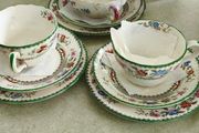 3 Set of bon chaina 2 set Set of Trio Antique (1913) Copeland Spode -Chinese Rose- Cup, Saucer and side plate 20.00E.each ,the thired one Copeland Spode -Chinese Rose-  Saucer and side plate with Suop bowl Royal Cauldon -Victoria- 1930 20.00E.