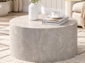 Round Coffee Table 60cm Sand Stone Effect Modern Monoblock Design