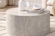 Round Coffee Table 60cm Sand Stone Effect Modern Monoblock Design
