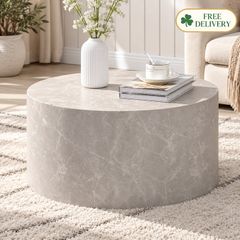 Round Coffee Table 60cm Sand Stone Effect Modern Monoblock Design