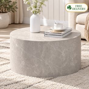 Round Coffee Table 60cm Sand Stone Effect Modern Monoblock Design