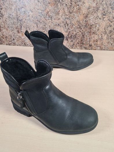 Womens Ugg Lavelle Ankle Boots Black Leather  Wool Lined Size Uk 5 Eu 38