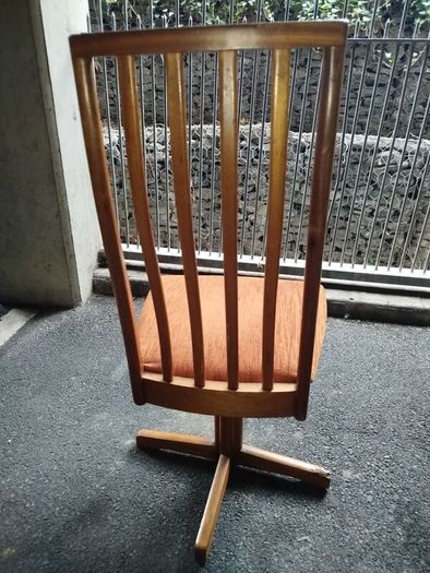 vintage mid-century modern teak swivel dining chair