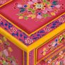 Bedside Cabinet Solid Mango Wood Pink Hand Painted Image 5