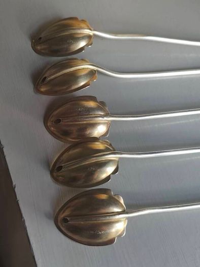 Sterling silver antique straw spoons set of 5