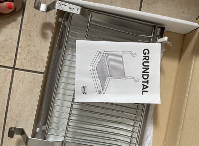 IKEA GRUNDTALHanging/foldable Storage Dish Rack with Drain for Kitchen