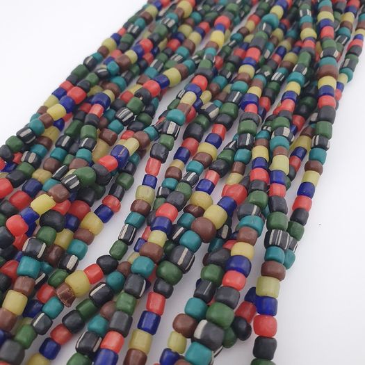 Antique African Style MultiColor 4-5.5mm Glass Beads Necklace Strand