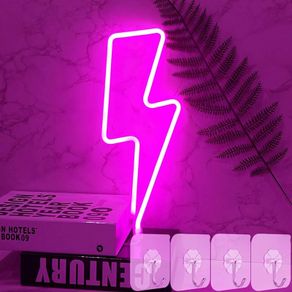 NEW SALE | LED Lightning Bolt Neon Light Neon Wall Signs for Bedroom Pink Lightning LED Neon Light Sign Wall Lamp Battery/USB Powered