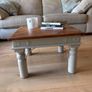 Rustic Solid Wood Coffee Table Natural Wood Top & Cream Base Image 3