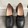 Women's black loafers genuine leather,women shoes Image 6