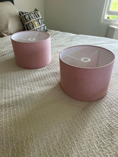 2 dusty rose coloured designer linen shades.