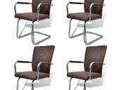 Cantilever Dining Chairs 4 pcs Brown Faux Leather
