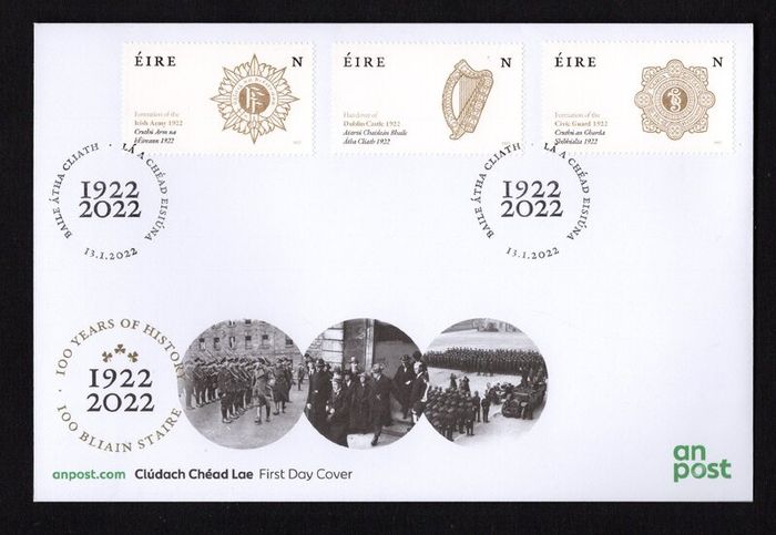 2022 Ireland 100 Years of History Commemorative Stamps An Post First Day Covers (FDC)