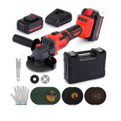 18V 125mm Angle Grinder + 2 Batteries + Accessories
