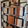 Faceted and Bevelled Bronze Framed Arts and Crafts Style Mirror. Image 5