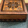 Vintage circa 1970 Hand-Carved Polish Wooden Jewellery Trinket Box Brass & Copper Inlay Image 4