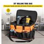 20in Rolling Tool Bag Portable Electrican Repair 17 Pockets Wheeled Folding Large Thick Waterproof Storage Organizer Tote Image 2