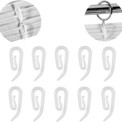 White Plastic Curtain Hooks for Door Curtain,Window Curtain,Curtain Header Tape Drapery Hooks 100 Pack 2.8x1.2cm