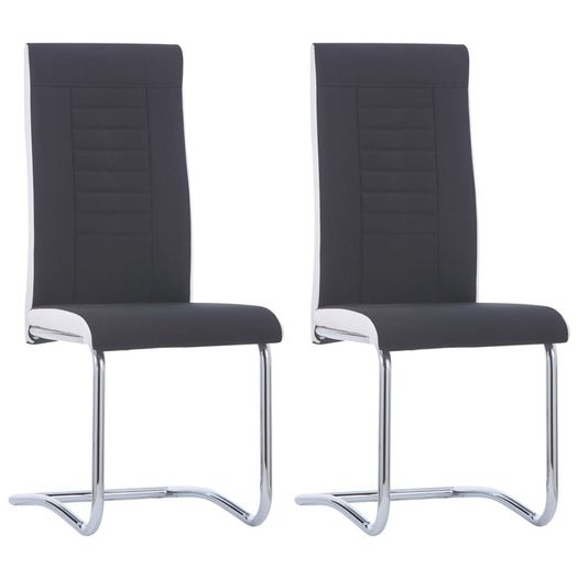 Cantilever Dining Chairs 2 pcs Black Fabric