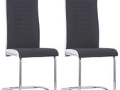 Cantilever Dining Chairs 2 pcs Black Fabric