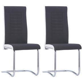 Cantilever Dining Chairs 2 pcs Black Fabric