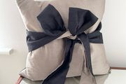 Kylie Minogue Taupe/Black Bow Cushion
