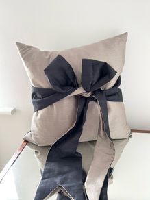 Kylie Minogue Taupe/Black Bow Cushion
