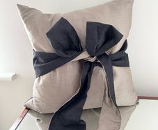 Kylie Minogue Taupe/Black Bow Cushion