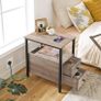 2 Side Tables, Narrow Bedside Rustic Greige and Black Image 4